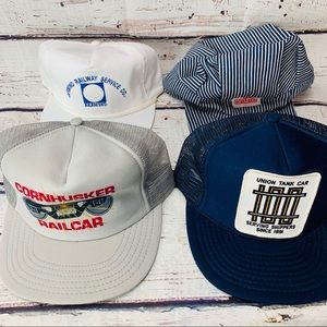 Lot of 4 Vintage 80’s Railroad Hats Trucker Snap